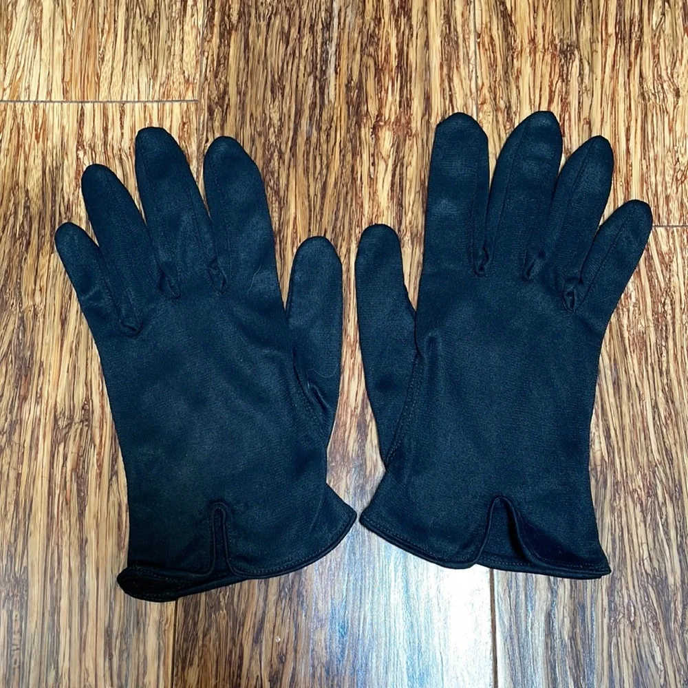 Vintage black stretchy fabric driving gloves one size